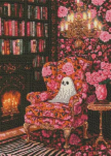 Eiazuiks Halloween Stamping Cross Stitch Kit, Halloween Counting Cross Stitch Kit for Adult Beginners, Full Line DIY Stitching Kit for Home Decor Cross Stitch Patterns Ghost 12x16 inches by Eiazuiks
