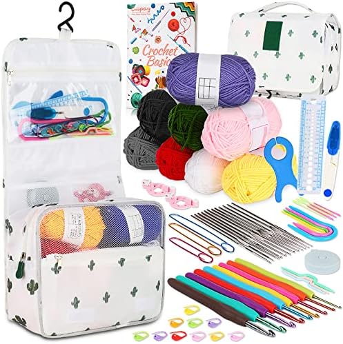 Coopay Upgraded Crochet Kit for Beginners, All-in-One Crochet Kits (63Pcs) by Coopay