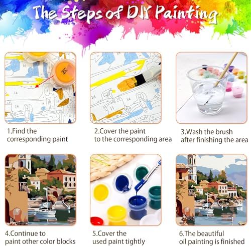 QUITEDEW 2 Pack Paint by Number Kit for Adults,Colorful Box 11.8x15.7 Inch - Image 5