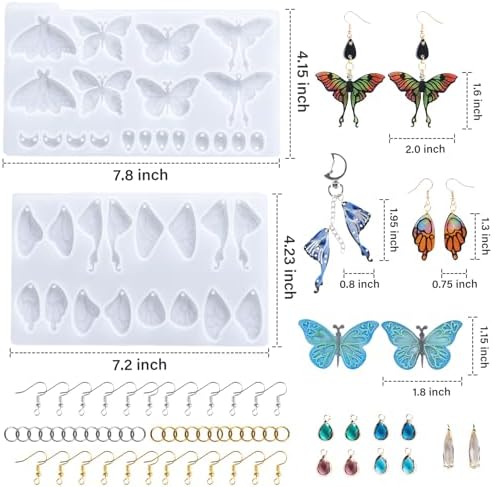 LET'S RESIN Resin Earring Molds, 2 Pcs Resin Molds Silicone with Butterfly Moth Wings Shapes, Silicone Molds for Resin Jewelry, DIY Art Craft - Image 4