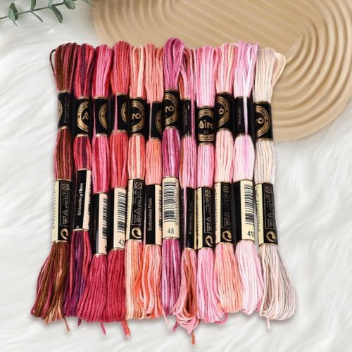 12 Skeins 105 Yards Variegated Cross Stitch Floss Friendship Bracelet String 6 Ply Polyester Colorful Gradient Red Embroidery Thread for Sewing Making Needlecraft Knitting Clothes Stitching - Image 7