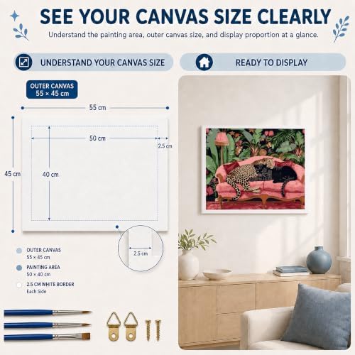 AuraDraw Animal Paint by Numbers Kit for Adults, Leopard Paint by Numbers for Beginner, Paint by Number Canvas Crafts for Beginner Home Decor (Leopard) - Image 5