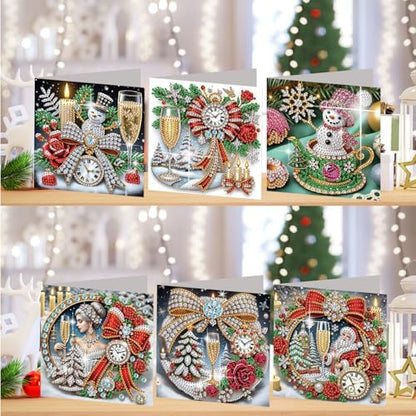 Diamond Art Christmas Cards Kit, 6PCS DIY Diamond Painting Christmas Cards with Envelopes, 5D Diamond Dot Greeting Cards for Adults, Xmas Card for Holiday Crafting Gifts (Xmas Atmosphere) - Image 2