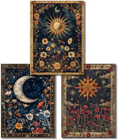 3 pack Sun Moon Stars Paint by Numbers Kit for Adults Beginner 16x12 Inch by NEGEKFKX