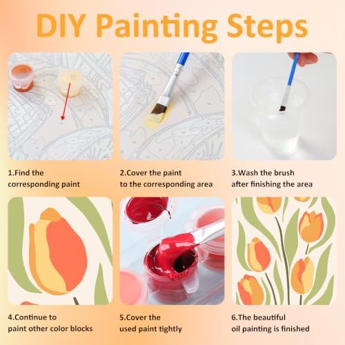 Mandun 3 Pack Paint by Numbers Kit for Adults with Frame, Easy Flower Paint by Numbers, Adult Gift Craft Kits 7.8x11.8 Inch with Frame and Easel - Image 7