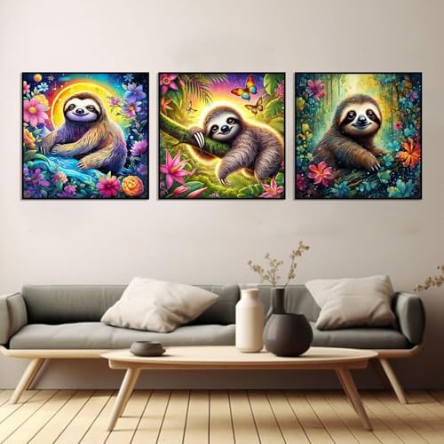3 Pack Sloth Paint by Numbers Kit for Adults Framed Canvas, Frameworkless - Image 5