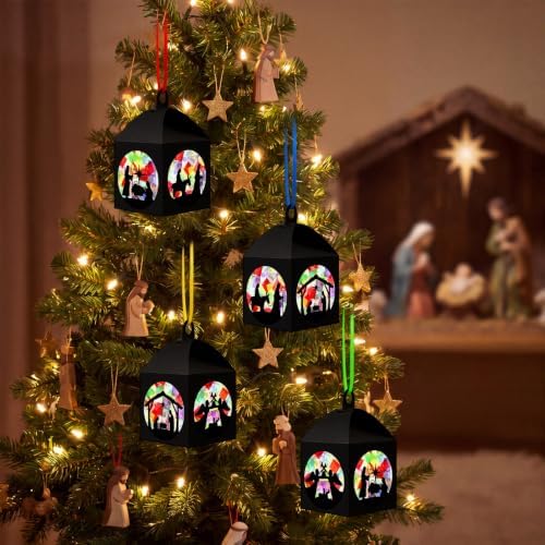 Maitys 32 Sets Christmas Nativity Paper Lantern Suncatcher Craft Kits - Image 4