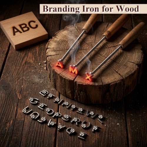 Alphabet Branding Iron, 1/2" Steel Letter(26Pcs) with 3 Handles & 1 Gloves - Image 2