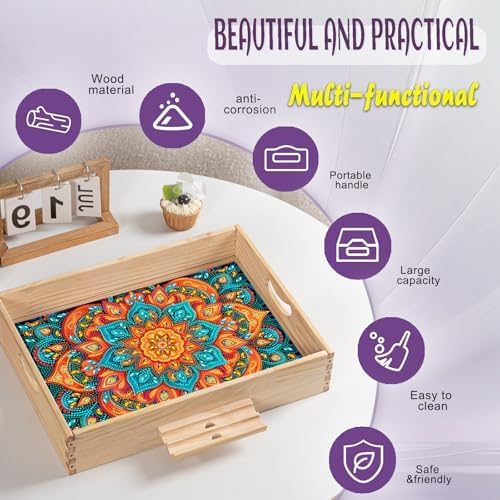 EWJRNSF Diamond Art Kits for Adults Wooden Serving Trays with Handles - Image 4