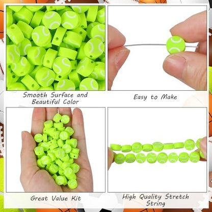 EVERMARKET 100pcs Tennis Ball Beads Polymer Clay Tennis Ball Beads Charms Spacer DIY Sports Bead for Necklace Bracelet Handmade Jewelry Making Accessories Supplies - Image 7