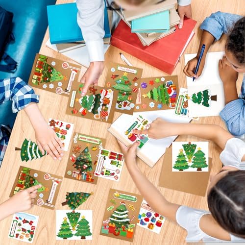ceiba tree Christmas Cards Christmas Tree Card Making Craft Kits for Kids DIY Holiday Greeting Card Bulk for Classroom Activities Party Favors - Image 5