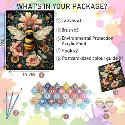 Arttoplus Bee Paint by Numbers Kit for Adults Beginner 16x20 inch - Image 2