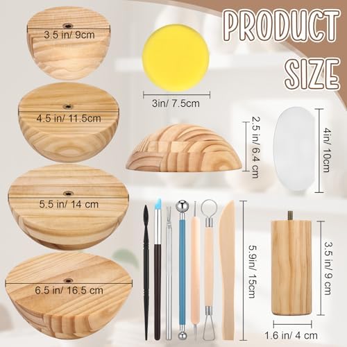 Doublefill 4 Pack Pottery Mold with 27 Clay Sculpting Pottery Tools Kit - Image 2