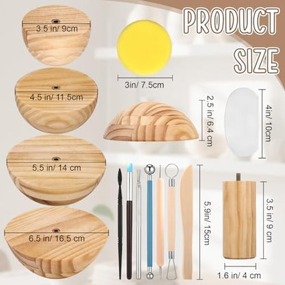 Doublefill 4 Pack Pottery Mold with 27 Clay Sculpting Pottery Tools Kit - Image 2