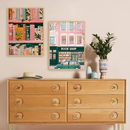 2Pack Book Shop Paint by Numbers for Adults Beginner with Framed, Bookshelf Adult Paint by Number Kits on Canvas with Wood Easel, DIY Acrylic Oil Easy Painting by Numbers for Home Wall Decor 8X12 Inch - Image 2