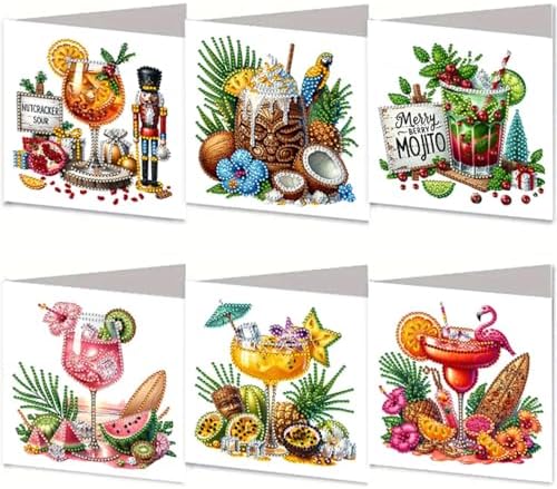 jinglinhh 6pcs Summer Drinks Diamond Art Painting Greeting Cards with Envelopes, DIY Card Making Kits for Adults, Diamond Art Postcards Christmas Cards Craft Gifts by Unknown