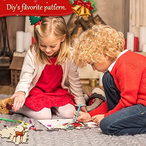 Large Size 7" Wooden Christmas Ornaments to Paint, DIY Blank Unfinished Wood Ornament for Crafts Hanging Decorations (Beige Christmas Tree) - Image 5