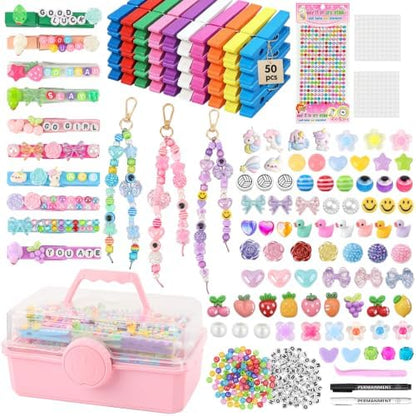 978Pcs 2-in-1 Volleyball Clips Decorating & Bag Charm Kit with 3-Tier Box, DIY Cheer Pins Crafts Supplies, 50 Wooden Cheer Clothes Pins, 3 Beaded Keychains, Volleyball Team Spirit Cheerleader Gifts by Unknown