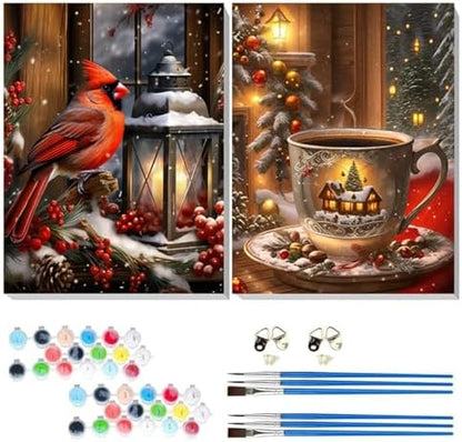TCDZMYGS 2 Pack Christmas Paint by Numbers Kit for Adults Beginner,Paint by Number Kits Without Frames,DIY Acrylic Oil Painting by Numbers for Home Wall Decor 11.8 x 15.7 inch by TCDZMYGS