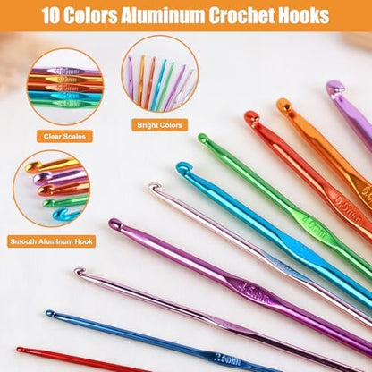 MECHEER Crochet Kit for Beginners, 54 Pack Crochet Hook Set Crochet Accessories, Ergonomic Knitting Kit with Storage Case, Crochet Needles, Hand Craft Knitting Accessories for Crocheters - Image 3