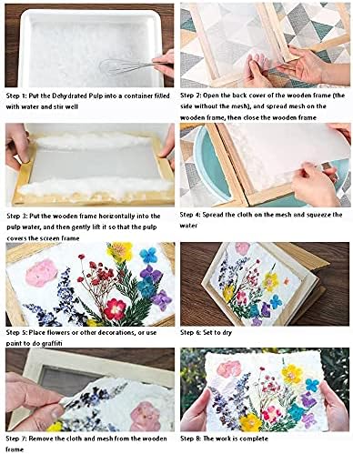 Cayway 9 Pack Dried Flower Paper Craft Set Include 3 Pack Mixed Wooden Paper Making Mold Frame, Dried Flowers, Spoon Stirrer - Image 4