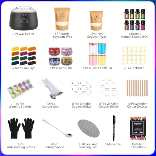 SAEUYVB Candle Making Kit,Soy Candle Making Kit for Adult with Melting Pot - Image 2