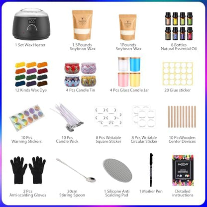 SAEUYVB Candle Making Kit,Soy Candle Making Kit for Adult with Melting Pot - Image 2