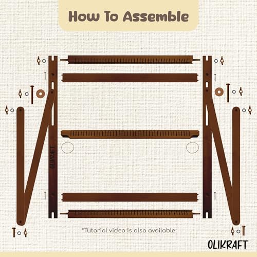 Olikraft Wooden Weaving Loom, Adjustable Stand (Large, Brown Beech) - Image 6