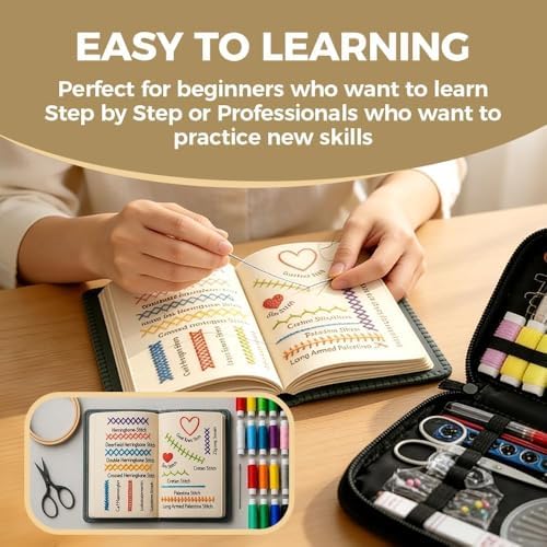 2 Packs Upgraded Embroidery Stitch Book Kit for Beginner, DIY Book Embroidery Kit with Full Tools and Instructional Tutorial 106 Patterns for Craft Lovers and Sew Enthusiast,DIY Craft Lovers - Image 5