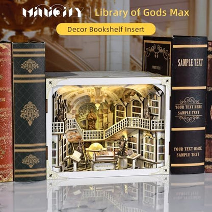 MiniCity Library of Gods Book Nook Kit, DIY Wooden Bookshelf Model with LED - Image 6