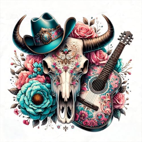 Diamond Art Kits for Adults, Cow Skull Diamond Art Painting Kits for Adults by croshom