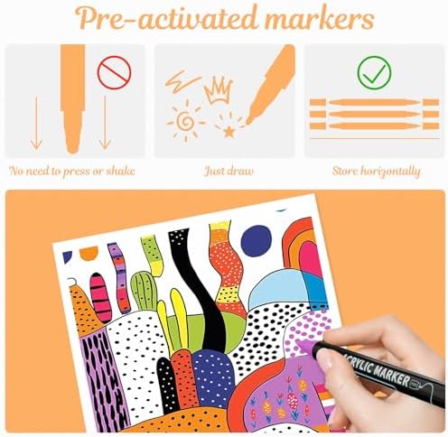 nauets 36 Colors Precision Dual Tip Acrylic Paint Markers Pens - Dot & Fine - Image 5