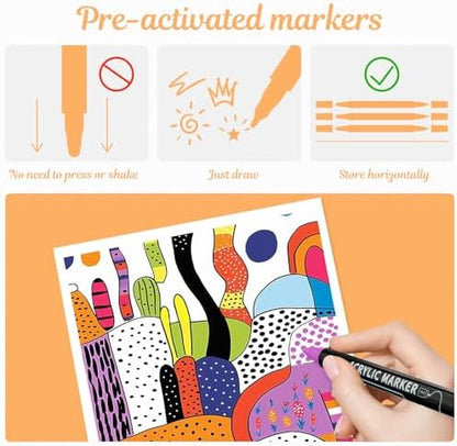 nauets 36 Colors Precision Dual Tip Acrylic Paint Markers Pens - Dot & Fine - Image 5