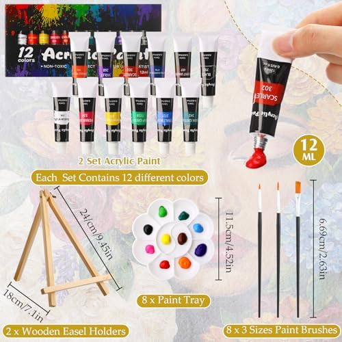 Cholemy 36 Pcs Paint and Sip Kit Gift for Adults 8''x10'',Floral Lady - Image 4