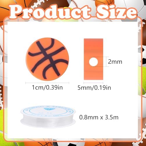EVERMARKET 100pcs Basketball Beads Polymer Clay Basketball Beads Charms Ball Spacer DIY Sports Bead for Necklace Bracelet Handmade Jewelry Making Accessories Supplies - Image 2