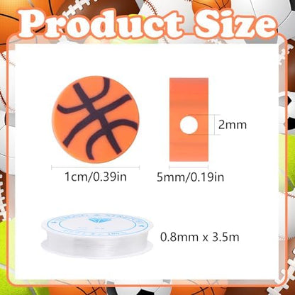 EVERMARKET 100pcs Basketball Beads Polymer Clay Basketball Beads Charms Ball Spacer DIY Sports Bead for Necklace Bracelet Handmade Jewelry Making Accessories Supplies - Image 2