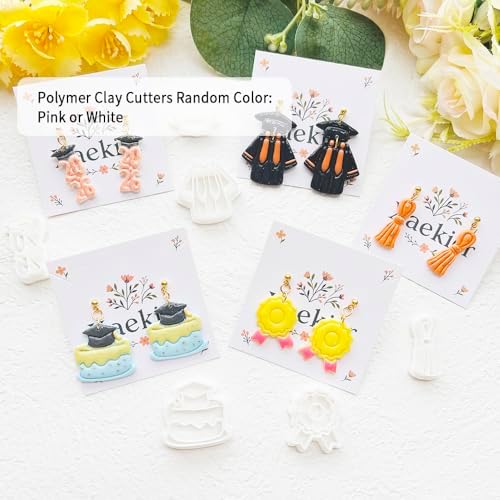 Graduation Polymer Clay Cutters & Stamp Set - 11pcs Sharp & Durable 2026, Owl, Cap, Gown, Diploma, Cake & Star Shapes for DIY Earring Jewelry Making, Soft Clay Crafts & Class Party Supplies - Image 2