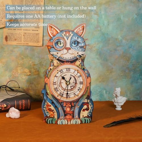 KAAYEE 3D Puzzles for Adults Cat Clock DIY Wooden Puzzle Craft - Image 4