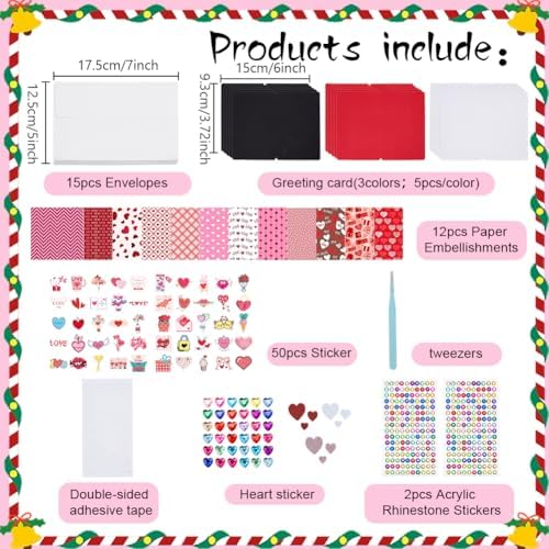 WEBEEDY 15 Sets Valentines's Day Card Making Kit Greeting Cards DIY with 15 Envelopes, Blank Cards, Stickers for Birthday with Supplies for Anniversary Invitation Paper Craft Gift - Image 2