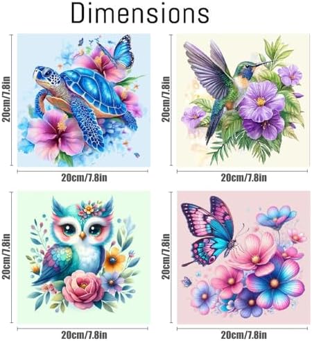 Canrichshop 4 Pack Framed Paint by Numbers Kit for Adults Beginner & Ages Over 12,Animals Paint by Number Kits, DIY Number Painting for Adults Flowers for Decor Present 8X 8 inch - Image 2