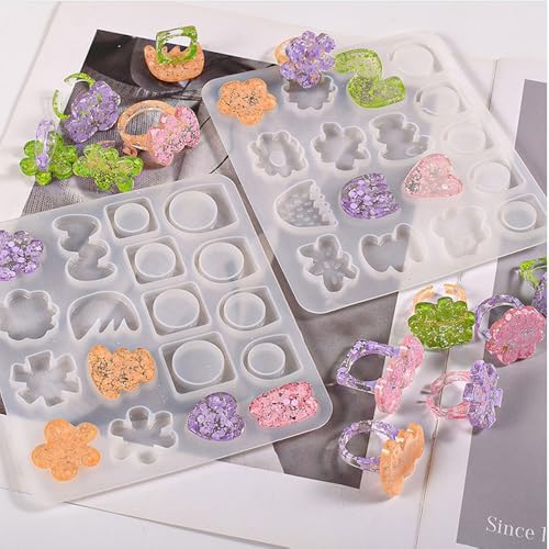 BIGEBO Different Shapes Sizes Ring Resin Molds, 2 PCS Multiple Combinations Ring Silicone Molds Kit Set for Jewelry Craft Making DIY Gift - Image 3