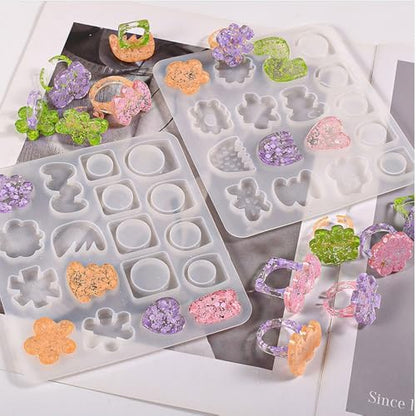 BIGEBO Different Shapes Sizes Ring Resin Molds, 2 PCS Multiple Combinations Ring Silicone Molds Kit Set for Jewelry Craft Making DIY Gift - Image 3