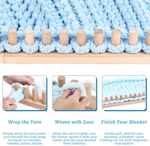 cenoz 61" Beechwood Chunky Blanket Knitting Loom Kit - Image 4