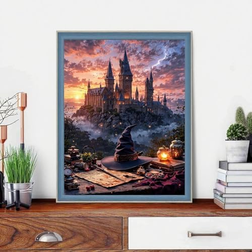 Castle Paint by Numbers Kit for Adults Framed Canvas, with Framed Canvas - Image 2