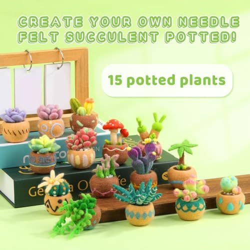 Yizzvb Needle Felting Kit, 15 Pcs Succulent Wool Needle Felt Beginner Kits - Image 6