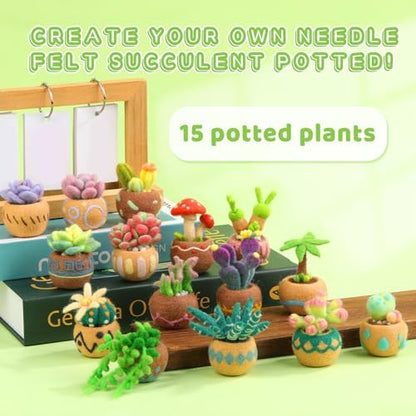 Yizzvb Needle Felting Kit, 15 Pcs Succulent Wool Needle Felt Beginner Kits - Image 6