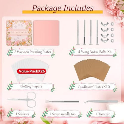 Flower Press Kit – 11"x11" Large Wooden Plant Press for DIY Pressed Flowers & Bouquet Preservation | Scrapbooking & DIY Crafts | Craft Kit for Adults & Teens | Ideal Gift for Nature & Art Lovers - Image 3