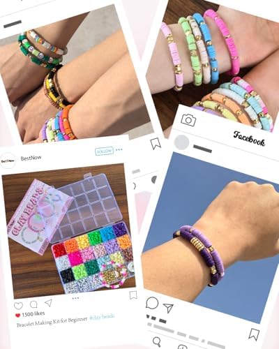 BestNow Clay Beads Bracelet Making Kit Toys for Girls Kids Charms Kit 18 Colors Friendship Bracelet Kit Letter Beads DIY Crafts Teen Girl Gifts Toys for Ages 6 7 8 9 10 11 12 - Image 3