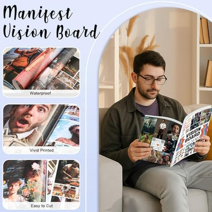 EggSun Vision Board Supplies with 1200+ Images & Quotes Collage Magazine Book, Wall Clip Art Scrapbook Journal Kit for Vision Board Making Beginners Women Men Teen Boy Girls Coquette Room Decors (Men) - Image 3