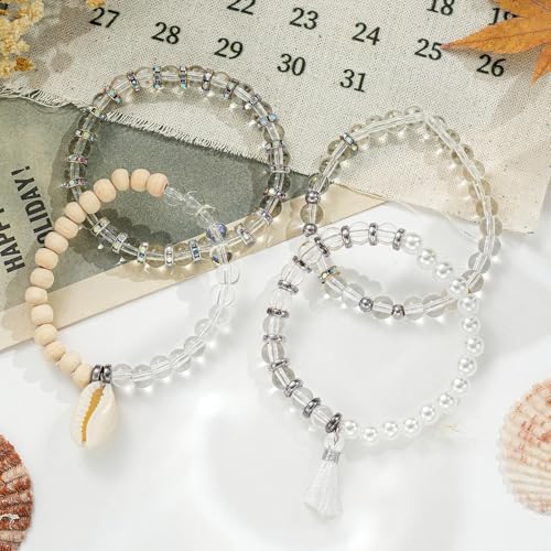 Xyliise Bracelet Making Kit Natürliche Perlen Set for Adults Beads for Bracelets Silver Jewelry Making Supplies DIY Jewelry Necklace Earrings (CZ006-Transparent) - Image 6